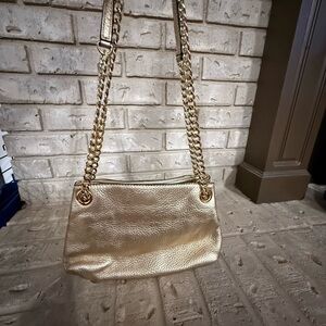 Michael Kors Gold Textured Shoulder Bag